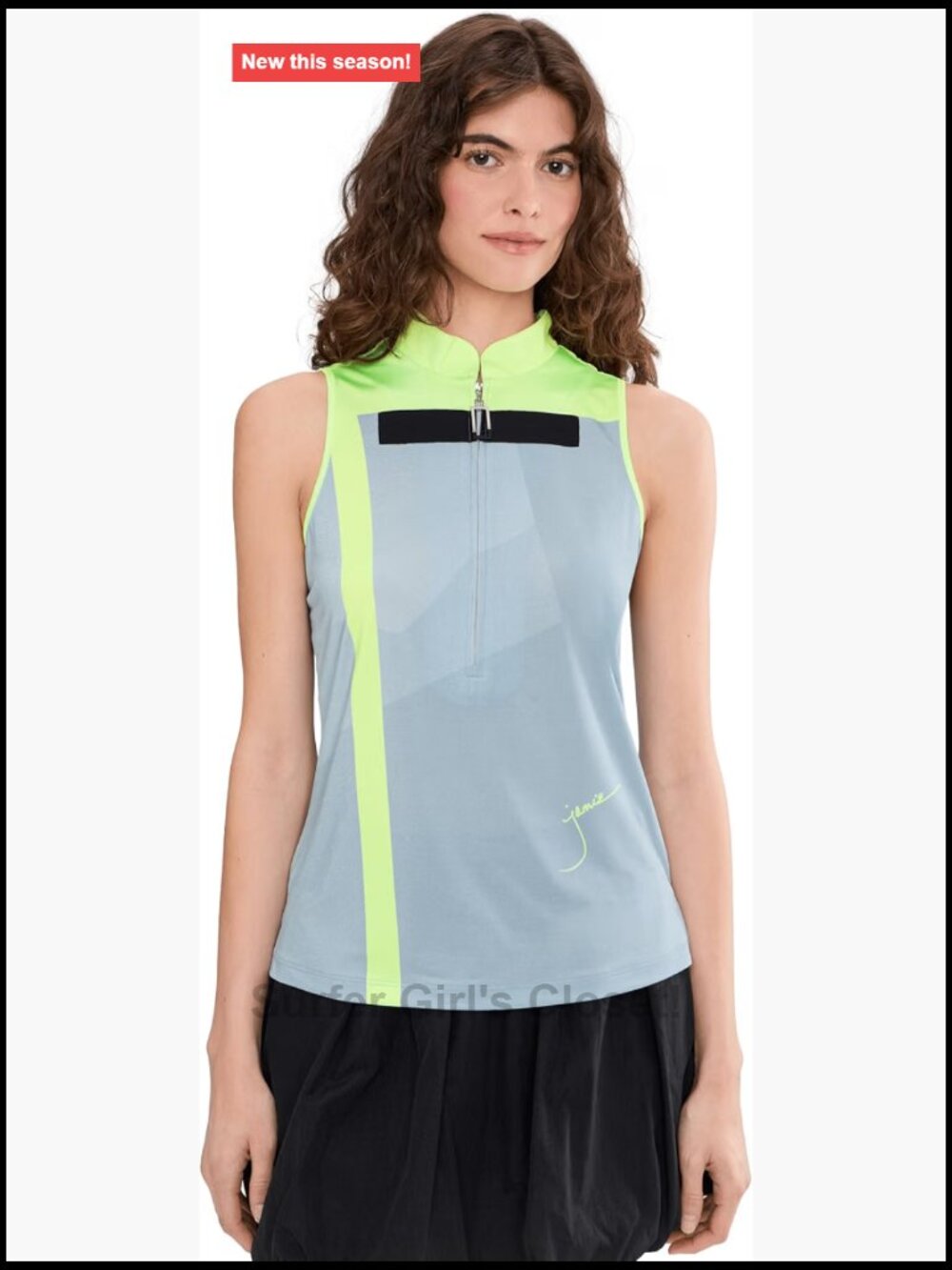 Sleeveless Zip Mock Top Athletic Fit Color Block